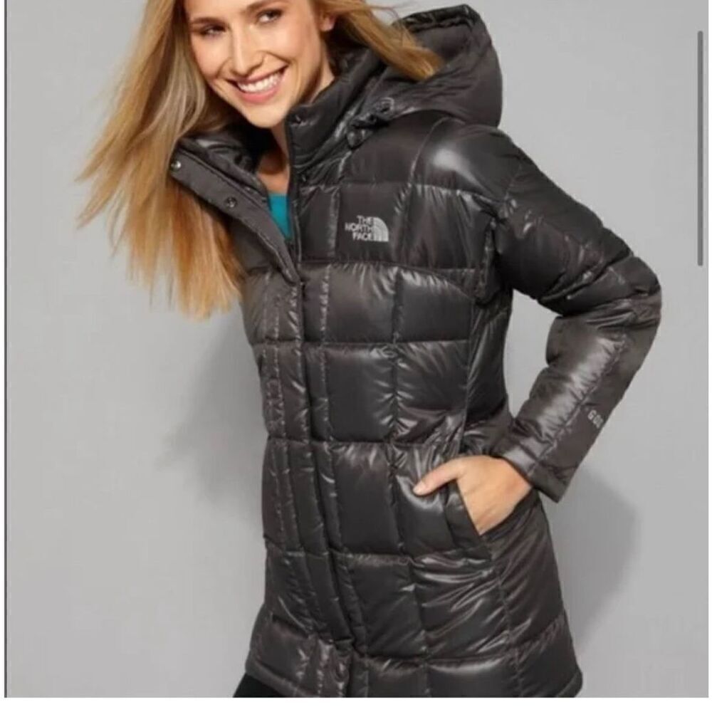 The north face shiny teal blue green 600M down hooded jacket/coat parka XS - Picture 4 of 12